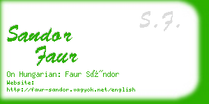sandor faur business card